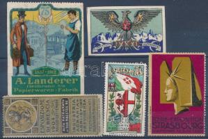 cca 1910 Kis kiállítási levélzáró tétel reklám bélyegekkel
