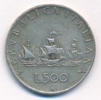 Olaszország 1960R 500L Ag "Kolumbusz hajói" T:1-,2 patina, kis ph Italy 1960R 500 Lire Ag "Columbus' Ships" C:AU,XF patina, small edge error Krause KM#98