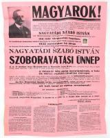 1932 Nagyatádi Szabó István kisgazda politikus és miniszter Kossuth téri szobrának leleplezésére hívó plakát 48x62 cm Hajtva