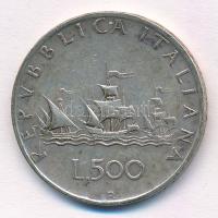 Olaszország 1960R 500L Ag "Kolumbusz hajói" T:2- patina, 
Italy 1960R 500 Lire Ag "C...