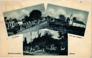 1936 Balatonrendes, Új utcasor, villa, Római katolikus templom, vasútállomás (lyuk / pinhole)