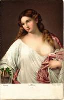 La Flora / Erotic nude lady art postcard. Stengel s: Tiziano Vecelli (EK)