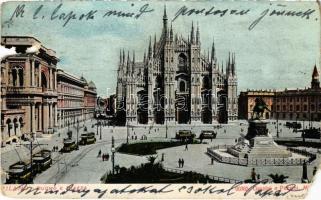 1906 Milano, Milan; Duomoe e Piazza / cathedral, square, tram (b)
