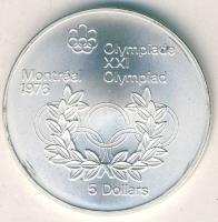 Kanada 1974. 5$ Ag "Montreali olimpia - olimpiai ötkarika" T:1