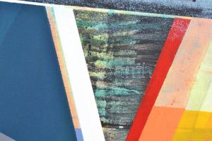 Koppány Attila (1947-): Observe. Akril, vászon. Jelzett a hátoldalon. Fa keretben. 58x58 cm / acryli...