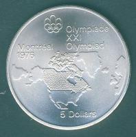 Kanada 1973. 5$ Ag "Montreali olimpia - Észak-Amerika térképe" T:1