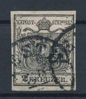 1850 2kr HP IIIa fekete "PESTH" Certificate: Steiner