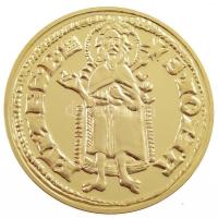 DN A legértékesebb magyar érmék - Károly Róbert aranyforintjának replikája aranyozott Cu emlékérem, COPY jelzéssel (40mm) T:PP