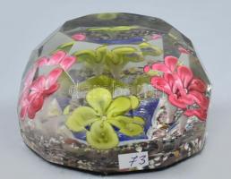 Cseh csiszolt, virágos levélnehezék, hibátlan, m: 5 cm