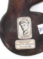 Német Art Deco kerámia női fej, etikettel jelzett, kopásnyomokkal, falra akasztható, m: 28 cm