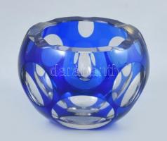 Ólomkristály kék hamutál, kopásnyomokkal, d: 9 cm