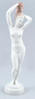 Aquincum porcelán akt szobor. Kézzel festett, jelzett, kopásnyomokkal. 23 cm