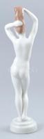 Aquincum porcelán akt szobor. Kézzel festett, jelzett, kopásnyomokkal. 23 cm