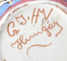 Hódmezővásárhelyi kerámia váza, apró mázhibák, jelzett, m: 10cm