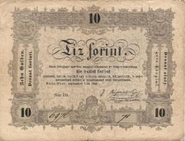 1848. 10Ft "Kossuth-bankó" T:III