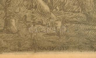 Nagy jelzéssel: Csodaszarvas, 1933. Rézkarc, papír. Jelzett a dúcon. Üvegezett fakeretben. 17x22,5 c...