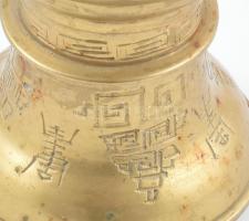 Régi kínai bronz váza, jelzett, korának megfelelő állapotban, m: 27 cm