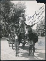 Bársony Rózsi, szül. Sonnenschein Róza (1909-1977) színésznő saját kézzel dedikált és aláírt fotója sarkán kis hiánnyal 15x20 cm