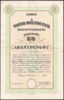 1933. A Magyar-Hollandi Bank Részvénytársaság életbiztosítási kötvénye 25 aranypengőről