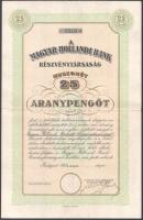 1933. A Magyar-Hollandi Bank Részvénytársaság életbiztosítási kötvénye 25 aranypengőről