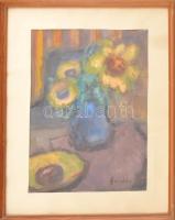 Szilvásy Margit (1898-1977): Csendélet. Akvarell, papír, jelzett, üvegezett fakeretben, 38,5×28,5 cm