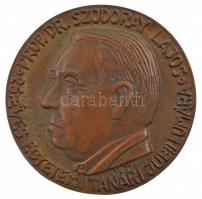 Váró Márton (1943-) ~1970. "Prof. Dr. Szodoray Lajos 25 éves egyetemi tanári jubileumára" egyoldalas bronz emlékérem (90mm) T:2 patina