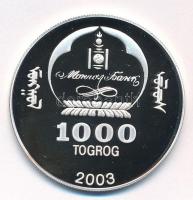 Mongólia 2003. 1000T Ag "Ázsia történelme - Attila a hun" kapszulában, tanúsítvánnyal (19,...