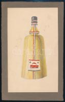 Alkoholos ital reklám- vagy címketerv, 1930 körül. Akvarell, ceruza, papír, papírra kasírozva. Jelzés nélkül, feltehetően Galambos Margit (?-?) grafikus alkotása. 17,5x10,5 cm