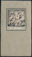 Art deco ex libris terv, 1925 körül. Ceruza, fedőfehér, karton, papírra kasírozva. Jelzés nélkül, feltehetően Galambos Margit (?-?) grafikája. 10x9 cm