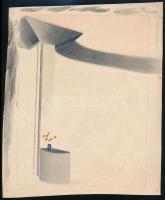 Galambos Margit (?-?): 3 db art deco enteriőr- vagy díszletterv, 1925-30 körül. Ceruza, akvarell, kartonra kasírozva, jelzés nélkül, kettőn autográf datálással, 26x18 cm körüli méretekben