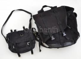 Mil-Tec címkés taktikai hátizsák, kenyérzsákkal. 43x32cm, 22x23 cm