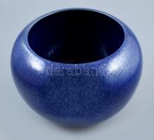 Zsolnay jelzéssel díszkaspó, kék mázas porcelánfajansz, körpecséttel, hibátlan, m: 23cm, d: 30 cm (Garancia nélkül!)