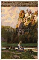 Droben stehet die Kapelle. Volksliederkarten von Paul Hey Nr. 96. / German art postcard s: Paul Hey