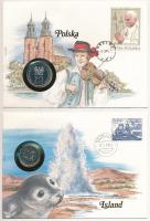 Lengyelország 1979. 20Zl "IYC Egészségügyi Központ" "PRÓBA" jelzéssel, felbélyegzett borítékban, bélyegzéssel, német nyelvű leírással + Izland 1984. 5Kr, felbélyegzett borítékban, bélyegzéssel, német nyelvű leírással T:PP,1 Poland 1979. 20 Zlotych "IYC Health Center" with "PRÓBA" mark in envelope with stamp and cancellation, with German description + Iceland 1984. 5 Kronur in envelope with stamp and cancellation, with German description C:PP,UNC