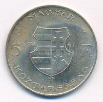 1947. 5Ft Ag "Kossuth" T:1- patina Adamo F8.1