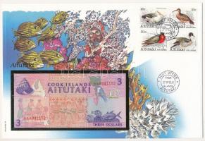 Cook-szigetek / Aitutaki 1992. 3$ felbélyegzett borítékban, bélyegzéssel T:I  Cook-szigetek/Aitutaki 1992. 3 Dollar in envelope with stamp and cancellation C:UNC