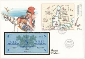Finnország 1963. 5M felbélyegzett borítékban, bélyegzéssel T:1  Finland 1963. 5 Markkaa in envelope with stamp and cancellation C:UNC
