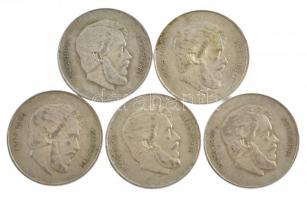 1947. 5Ft Ag "Kossuth" (5x) T:2-,3 patina Adamo F8.1