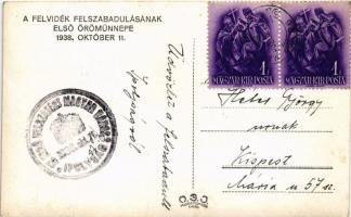 1938 Ipolyság, Sahy; bevonulás a lengyel szálloda előtt / entry of the Hungarian troops + "1938...