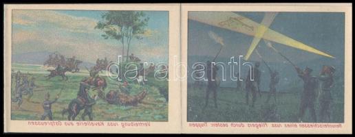 1914 Der Vőlkerkrieg 9 db felragasztható litografált képet (matricát) tartalmazó leporello Ferenc Jó...