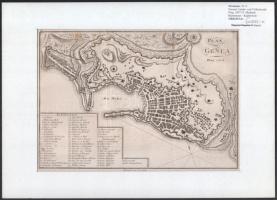 1808 Genova rézmetszetű térképe / Plan von Genua 1808. Copper plate engraving 28x18 cm