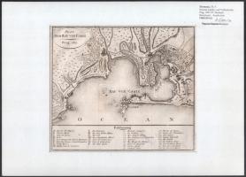 1807 A cadizi öböl rézmetszetű térképe / Plan von Der Ba von Cadiz 1807. Copper plate engraving 28x18 cm