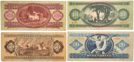 1949. 10Ft + 20Ft + 100Ft + 1951. 50Ft T:III,III- 50Ft-on kis szakadás