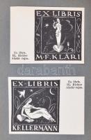 Vegyes Ex Libris tétel, nagyrészt újságból kivágott. Cca. 8x10 cm, cca. 40 db