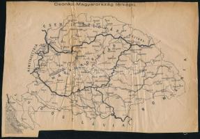 cca 1920-1930 Csonka-Magyarország térképe, körbevágott, kissé sérült, 26x17,5 cm