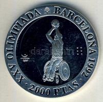 Spanyolország 1992. 2000P Ag "Olimpia-kerekesszékes kosárlabda" T:PP