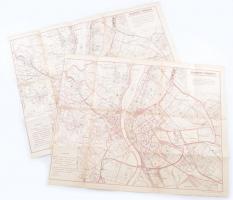 cca 1910-1920 Budapest térképe a főváros iskoláinak megjelölésével, I-II. Bp., Magyar Földrajzi Intézet Rt., 63,5x49,5 cm