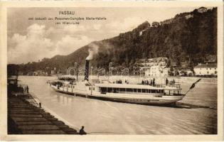 1914 Passau, Ankunft des Personen-Dampfers Marie Valerie von Wien-Linz