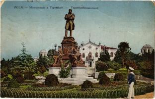 1913 Pola, Pula; Monumento a Tegetthoff, K.u.k. Kriegsmarine Matrose / Osztrák-magyar matróz / Austro-Hungarian Navy mariner. C. Fano 1913. (fl)