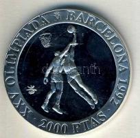 Spanyolország 1990. 2000P Ag "Olimpia-kosárlabda" T:PP